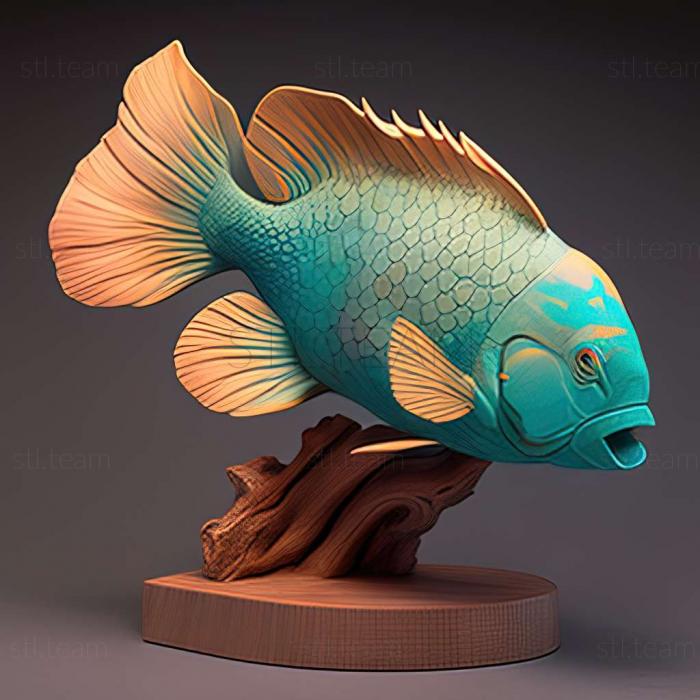 3D модель Риба папуга цихліда (STL)